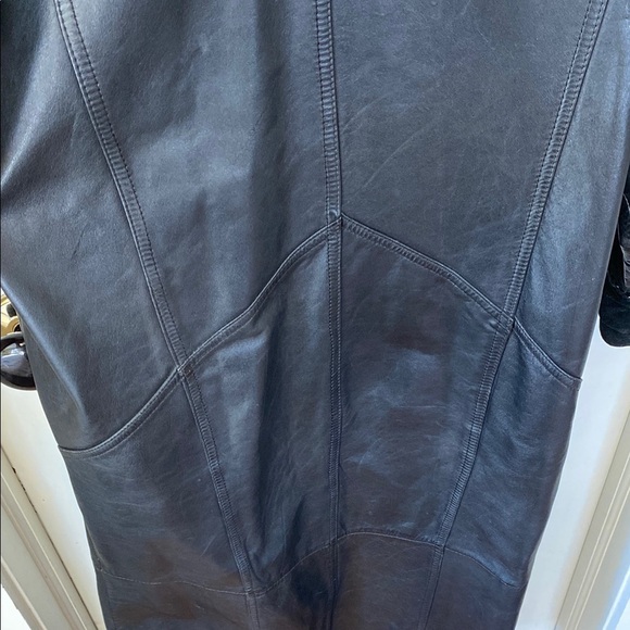 Vintage Black Leather Trench Coat with Mandala Design and Embroidered Suede Goth - Picture 10 of 17